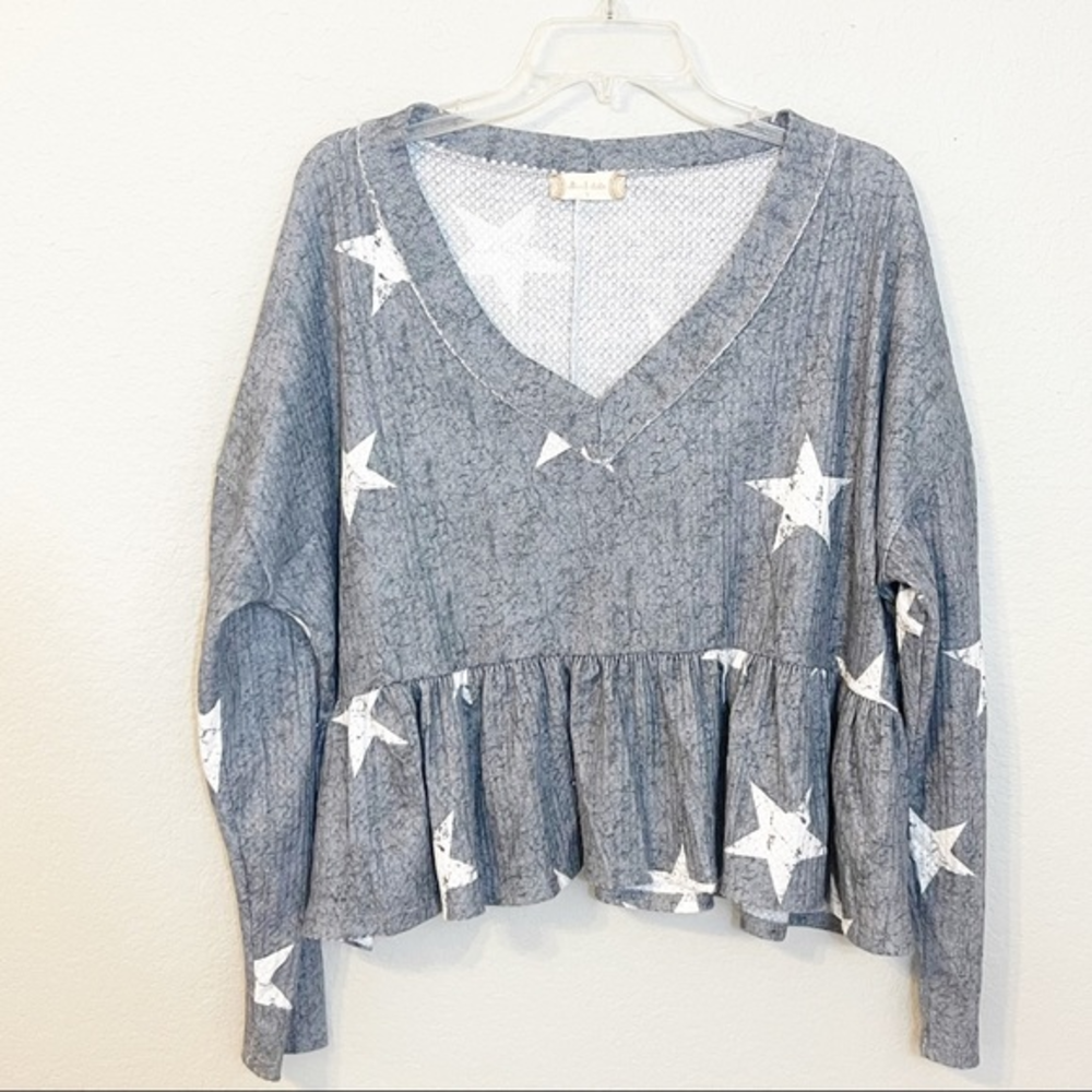 Alter'd State Star Peplum‎ Long Sleeve Top